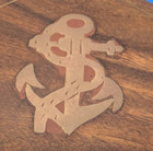 Brass Fouled Anchor Inlay Seafaring Nautical Round Wooden Trinket keepsake Box