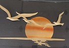 Vintage Mcm  Brass Seagulls And Flamed Copper Sunset Wall Sculpture 1960s