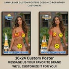 Sexy Pinup Girl Custom Alcohol Poster Any Beer Whiskey Tequila Vodka Brand   270