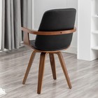 Set Of 2 Swivel Dining Chairs Faux Leather Walnut Kitchen Living Room Black