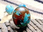 Vintage Southwestern Turquoise Brown Sterling Ring Navajo Signed Size 7 5  a15 