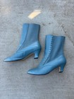Vintage 80s Baby Blue Victorian Boots Ankle Side Button Prairie Cottagecore 8 5