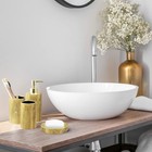 Bathroom Accessories Set  Toothbrush Holder  Soap Dispenser  Gold  Ceramic  4
