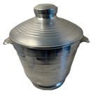 Vintage Nasco Metal Ice Bucket W  Lid Made In Italy Aluminum 8 5  Midcentury