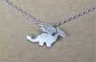 Dragon Necklace Silvertone Costume Jewelry Pendant Chain Wings Renaissance  