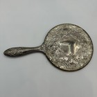 Vanity Set Silver Plate Hand Mirror Brush Comb 3 Piece Ornate Heavy Vintage