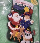 New Bucilla Felt Appliqu   Christmas Stocking Celebration  84063 Santa Snowman