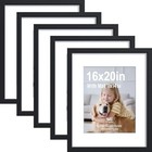 16x20 Picture Frame 5 Pack Black Wood Tempered Glass 11x14 Mat Wall Mount