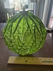 Vintage Mcm Green Swag Lamp Hanging Diamond Accordion Pattern Rare Htf