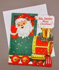 Vtg Merry Christmas Greeting Card Hello Daddy  Santa Train Love Express Unused  