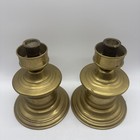 Set Of 2 Antique 17th C Style Brass Capstan Candlesticks Oil Lamp Bases Vintage