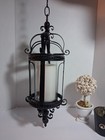 Vtg Gothic Iron Candle Lantern Set - Hanging   Tabletop Decor   Free