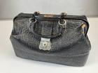 Vintage Schell 1920   s  Antique Cowhide Leather Black Doctors Medical Bag Md