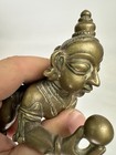 Antique South Indian 18-19th Cen Bronze Figure Kneeling Balakrishna Baby Krishna