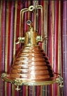 Vintage Copper   Brass Hanging Cargo Pendant Light     Nautical Industrial Lamp