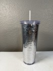 Starbucks 2017 Silver Sequin Tumbler Venti Cold Cup Clear Acrylic New
