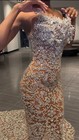 Luxury Rhinestone Fabric For Dresses  Gowns   Performance Wear Lace By The Yard