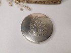 Vintage Art Deco Dancing Couple Powder Compact Silver Tone Vanity Case