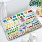 Kids Bath Mat  Funny Bathroom Rules Cute Colorful Pattern Teen Boy Girl Non S   