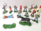 Vintage Britains Herald Style Plastic Toy Figures Lot Cowboys Soldiers Horse