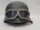 Ww2  German Helmet M35 Q64 Dd Apple Green Early War With Period Goggles