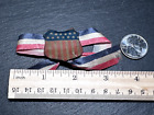 Antique Patriotic Stars   Strips Red White   Blue Metal Shield   Ribbon D887