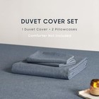  - Cotton Duvet Cover Set Size  Chambray 100  Washed Cotton  Queen Denim Blue
