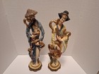 Two Vintage Asian Statues 17 5 x 5 5  Man And Woman Hand Carved Resin
