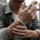 Men Vintage Silver Feather Cuff Bracelet Adjustable Wrist Bangle Bracelet Gift