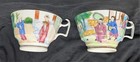 Pair Beautiful  Antique Chinese Famille Rose Medallion Porcelain Tea Cups Plates