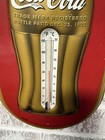 Vintage  Coca Cola Coke Red Gold Thermometer  Christmas Bottle Works