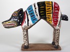 Wonderful Vintage Guatemalan Hand Carved Wood Folk Art Dog Sculpture