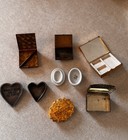 Lot Of 7 Collectible Vintage Pill trinket Boxes Mixed Materials Assorted Shapes