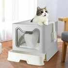 Large Cat Litter Box With Cover Enclosed Drawer Front Entry   Top Exit Cat Potty