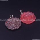 Natural Gemstones Carved Rose Flowers Reiki Chakra Healing Pendant Jewelry Beads