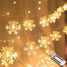 Christmas Snowflake String Lights  20 Ft 40 Led Battery Operated Warm White