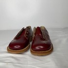 Vintage Leather Baby Shoes 7 Burgundy Lace-up Stitch Detail Usa Retro Classic