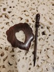 Hand Crafted India Wooden Shawl Pin Knitting Surina Wooden Heart New