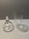 Blown Clear Glass Apothecary Jar Pedestal Base With Lid 13 Inches Tall Mcm Vtg