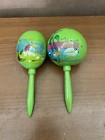 Handmade Mexican From Mexico Maracas Shakers Green Music Percussion Painted