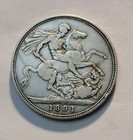 1891 United Kingdom 1 Crown Queen Victoria World Silver Coin