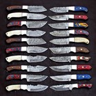Lot Of 100 Handmade Damascus Steel Full Tang Skinner Hunting Knives    Mix Handles