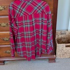 Maurice s Women s One Size Cotton Red Green White Plaid Button-up