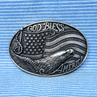 God Bless America Belt Buckle Flag Eagle Patriot Cowboy Vtg 90s Nocona    tyc852