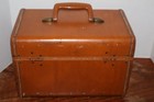 Vintage Samsonite  Brown Faux Leather Makeup Train Hard Case Usa