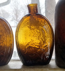 1830s Amber 1 2 Pint Washington Jackson Gi-34 Historical Flask Open Pontil Nice