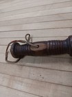 Antique Wooden Police Baton     21  Carved Club W  Aged Leather Strap