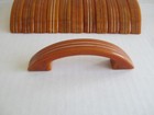 One Mcm Vintage White Stripe Bakelite Catalin Drawer Pull Handle 4      B62