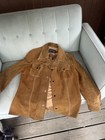 Men   s Vintage Tan Suede Brown Leather Jacket Size 42