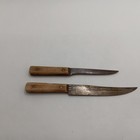 Vtg Old Hickory Ontario Knife Co  Butcher Knife Boning Wood Handle Set Of 2